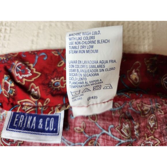 Erika & Co Red Paisley Floral Maxi Skirt Sze 12 Boho Vintage Rayon Cotton Blend - Picture 4 of 8